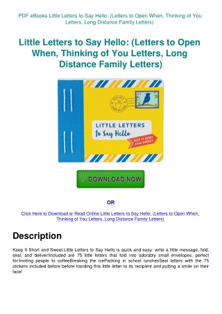 PDF eBooks Little Letters to Say Hello (Letters to Open When  Thinking of You Letters  Long Distance