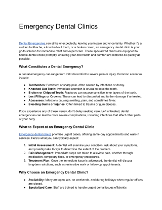 Emergency Dental Clinics