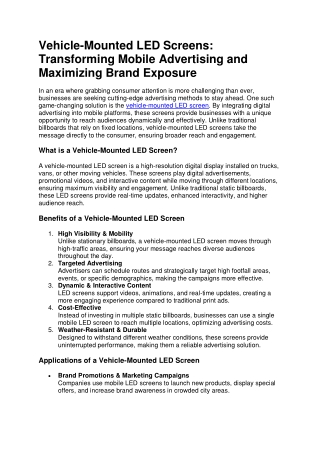 Vehicle mounted led screen