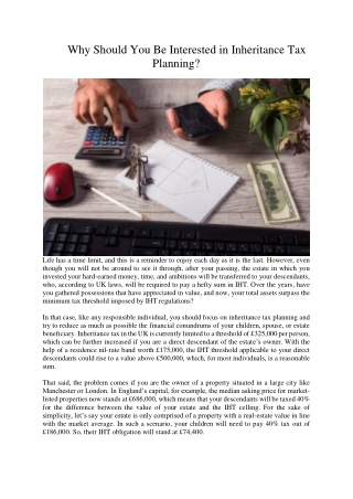 Why Should You Be Interested in Inheritance Tax Planning