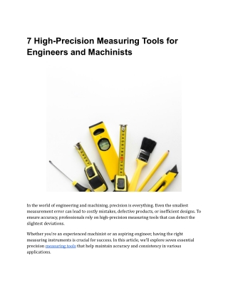 7 High-Precision Measuring Tools for Engineers and Machinists