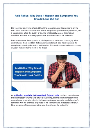 Acid Reflux Why Does it Happen and Symptoms You Should Look Out For