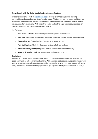 Grow Globally with Our Social Media App Development Solutions