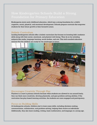 How Kindergarten Schools Build a Strong Foundation for Primary Education