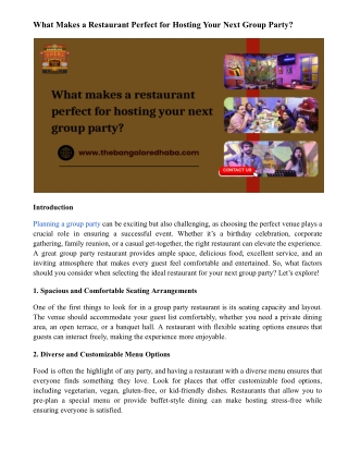 What Makes a Restaurant Perfect for Hosting Your Next Group Party