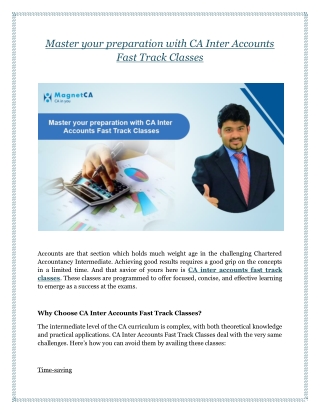 Master your preparation with CA Inter Accounts Fast Track Classes