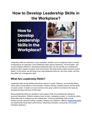 How to Develop Leadership Skills in the Workplace_