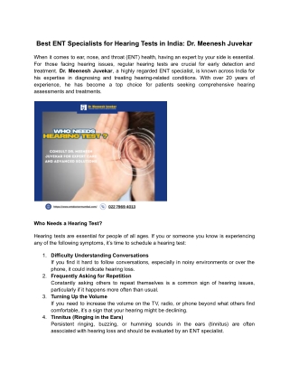 Best ENT Specialists for Hearing Tests in India_ Dr. Meenesh Juvekar