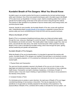 Kundalini Breath of Fire Dangers