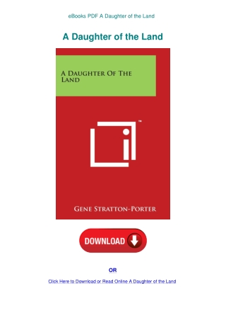 eBooks PDF A Daughter of the Land
