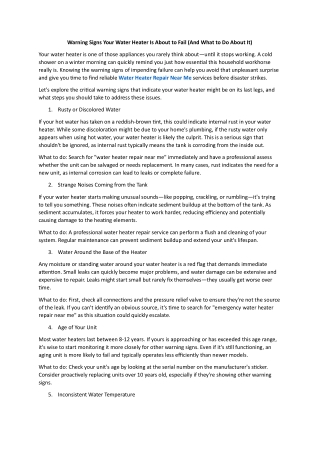 Warning Signs Your Water Heater Is About to Fail (And What to Do About It)