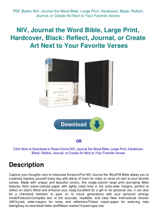 PDF Books NIV  Journal the Word Bible  Large Print  Hardcover  Black Reflect  Journal  or Create Art