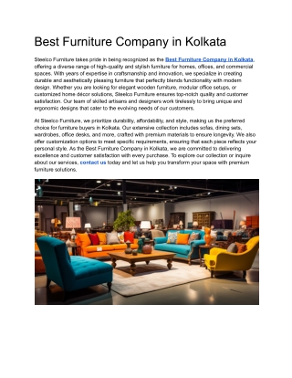 Best Furniture Company in Kolkata