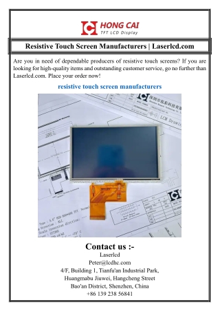 Resistive Touch Screen Manufacturers | Laserlcd.com