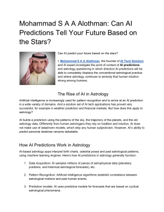 Mohammad S A A Alothman Can AI Predictions Tell Your Future Based on the Stars