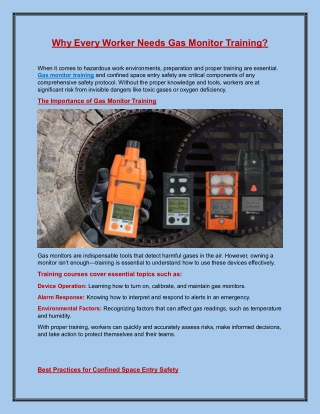 Why Every Worker Needs Gas Monitor Training
