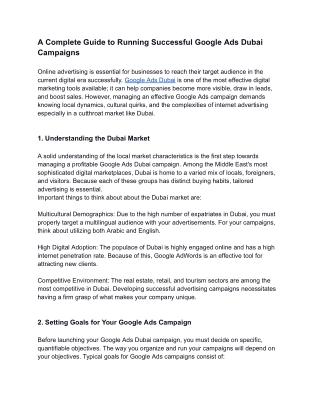 A Complete Guide to Running Successful Google Ads Dubai Campaigns