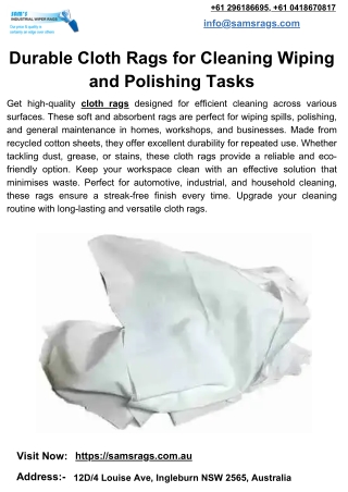 Durable Cloth Rags for Cleaning Wiping and Polishing Tasks