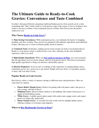 The Ultimate Guide to Ready-to-Cook Gravies