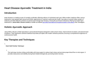 Heart Disease Ayurvedic Treatment in India – Jeena Sikho Lifecare Limited