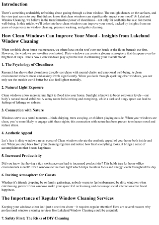 How Clean Windows can Improve your Mood – Insights from Lakeland Window Cleaning