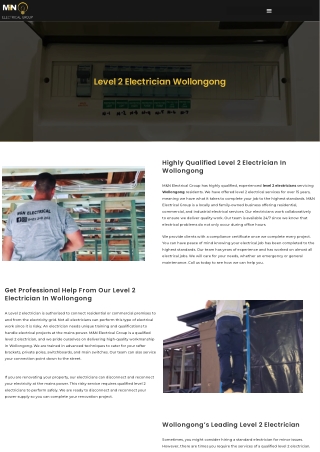 Level 2 Electrician Wollongong