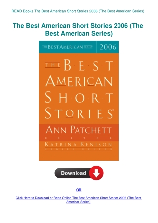 READ Books The Best American Short Stories 2006 (The Best American Series)