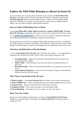 Explore the Wild While Relaxing at a Resort in Sasan Gir