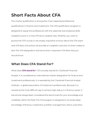 Short Facts About CFA