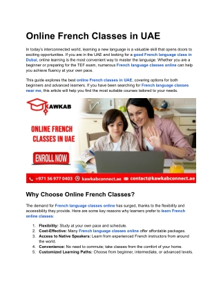 Online French Classes in UAE