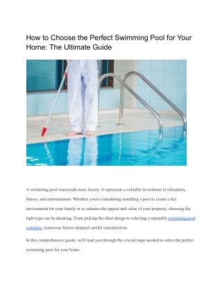 How to Choose the Perfect Swimming Pool for Your Home_ The Ultimate Guide