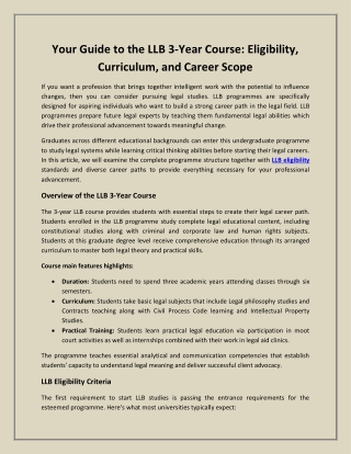 Your Guide to the LLB 3 Year Course - Eligibility, Curriculum, and Career Scope