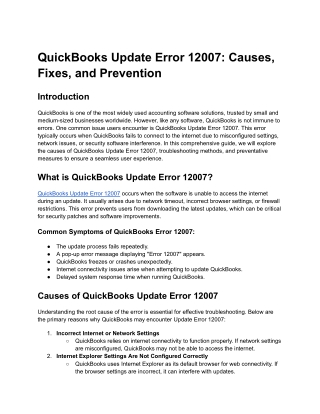 QuickBooks Update Error 12007_ Causes, Fixes, and Prevention