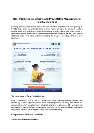 Best Paediatric Treatments and Preventative Measures for a Healthy Childhood