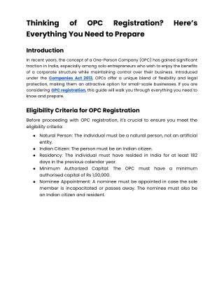 Thinking of OPC Registration