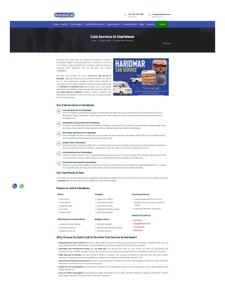 Best Cab Service in Haridwar – Local & Outstation Taxi by Go India Cab