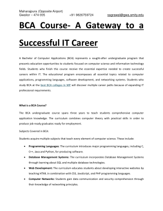 BCA Course- A Gateway to a Successful IT Career