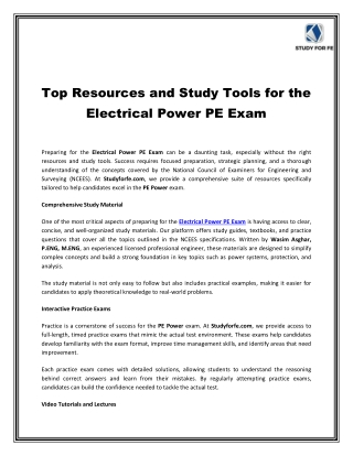 Top Resources and Study Tools for the Electrical Power PE Exam