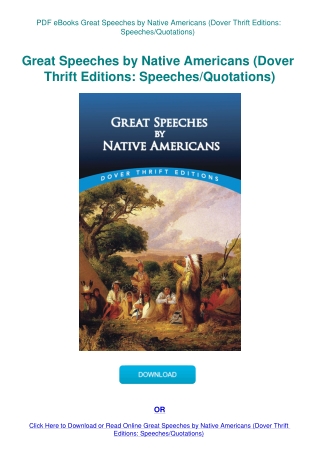 PDF eBooks Great Speeches by Native Americans (Dover Thrift Editions SpeechesQuotations)