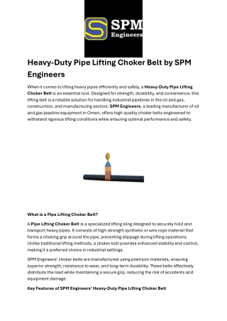 Heavy-Duty Pipe Lifting Choker Belt by SPM Engineers