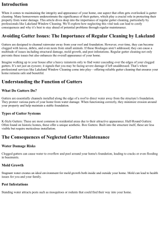 Avoiding Gutter Issues: The Importance of Regular Cleaning by Lakeland