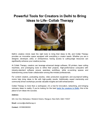 Powerful Tools for Creators in Delhi to Bring Ideas to Life- Collab Therapy
