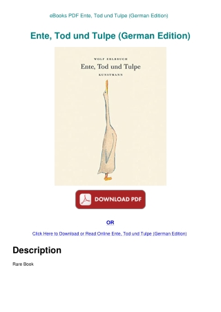 eBooks PDF Ente  Tod und Tulpe (German Edition)