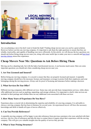 Cheap Movers Near Me: Questions to Ask Before Hiring Them