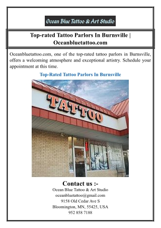 Top-rated Tattoo Parlors In Burnsville | Oceanbluetattoo.com