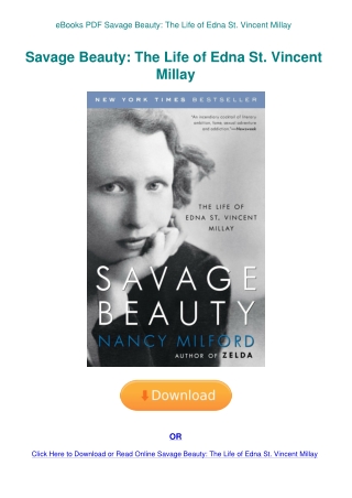 eBooks PDF Savage Beauty The Life of Edna St. Vincent Millay