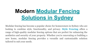 Modern Modular Fencing Solutions in Sydney