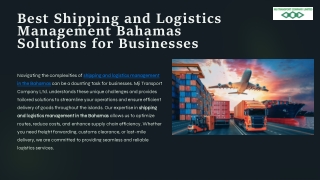 Best Shipping and Logistics Management Bahamas Solutions for Businesses