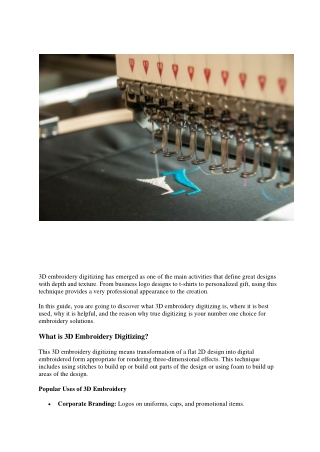 3D embroidery digitizing