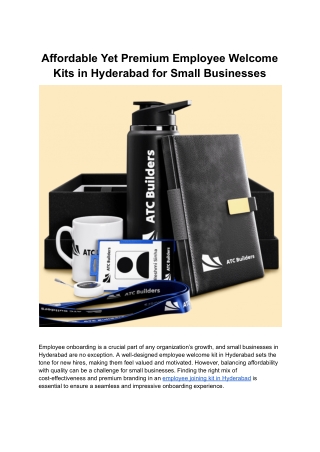 Affordable Yet Premium Employee Welcome Kits in Hyderabad for Small Businesses